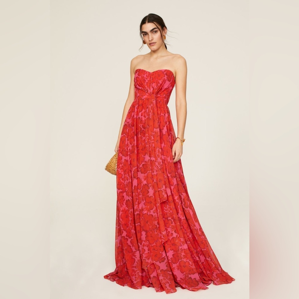Badgley Mischka Red Strapless Dress